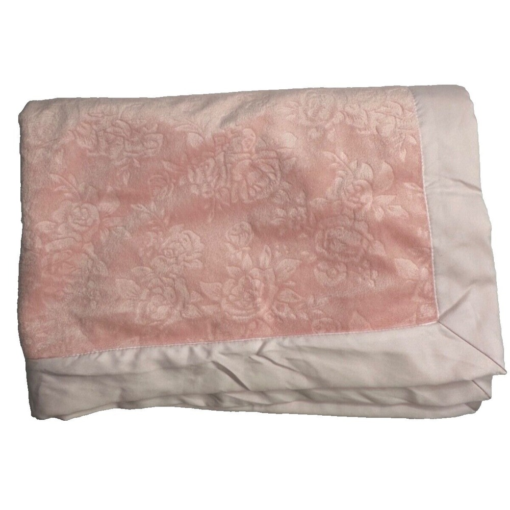 First impressions Baby Blanket Pink Rose Flower Satin Edge Solid Macy's